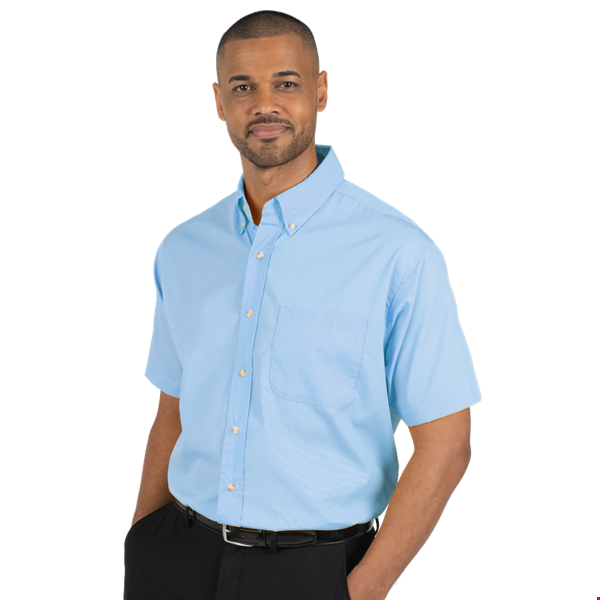 MENS SHORT SLEEVE EASY CARE POPLIN  -  LIGHT BLUE 10 EXTRA LARGE SOLID