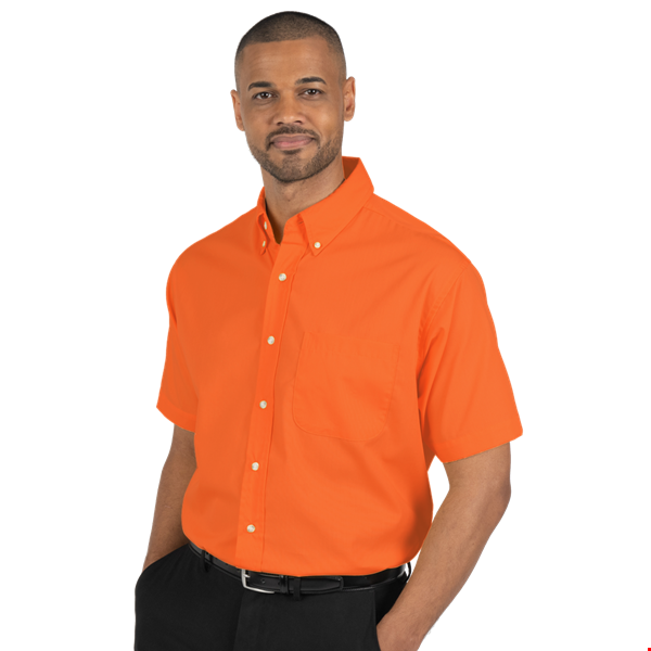 MENS SHORT SLEEVE EASY CARE POPLIN  -  ORANGE 6 EXTRA LARGE SOLID