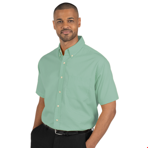 MENS SHORT SLEEVE EASY CARE POPLIN  -  SAGE 10 EXTRA LARGE SOLID