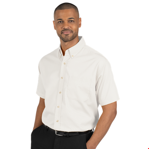 MENS SHORT SLEEVE EASY CARE POPLIN  -  WHITE 10 EXTRA LARGE SOLID