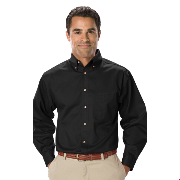 MENS LONG SLEEVE TEFLON TWILL  -  BLACK 2 EXTRA LARGE SOLID