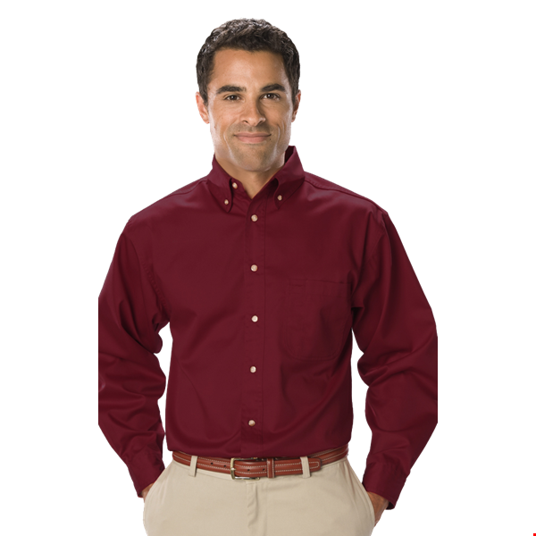 MENS LONG SLEEVE TEFLON TWILL  -  BURGUNDY 2 EXTRA LARGE SOLID