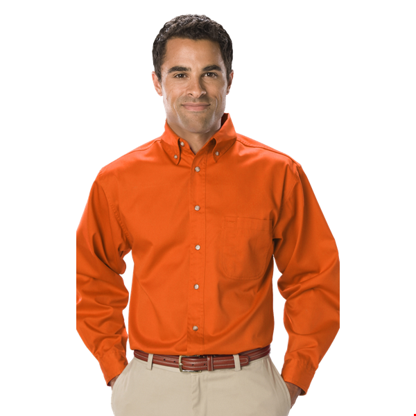 MENS LONG SLEEVE TEFLON TWILL  -  ORANGE 2 EXTRA LARGE SOLID