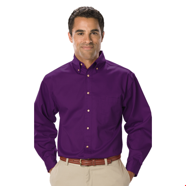 MENS LONG SLEEVE TEFLON TWILL  -  PURPLE 2 EXTRA LARGE SOLID