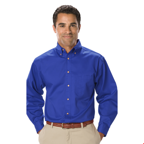 MENS LONG SLEEVE TEFLON TWILL  -  ROYAL 2 EXTRA LARGE SOLID