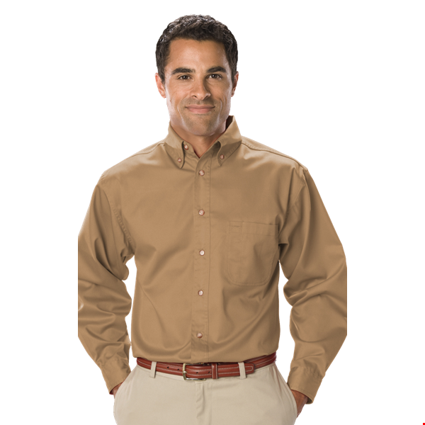 MENS LONG SLEEVE TEFLON TWILL  -  TAN 2 EXTRA LARGE SOLID