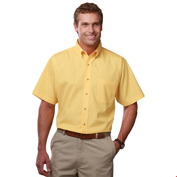 MENS SHORT SLEEVE TEFLON TWILL  -  MAIZE 2 EXTRA LARGE SOLID