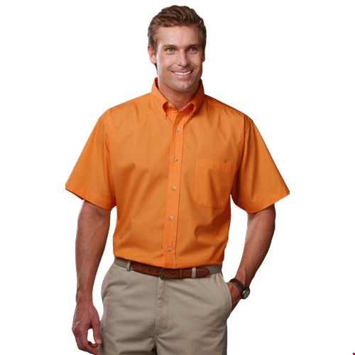 MENS SHORT SLEEVE TEFLON TWILL  -  ORANGE 2 EXTRA LARGE SOLID