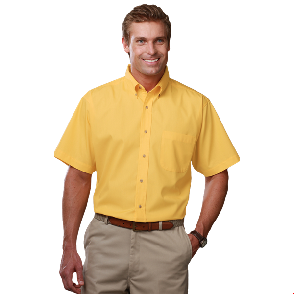 MENS SHORT SLEEVE TEFLON TWILL  -  YELLOW 2 EXTRA LARGE SOLID