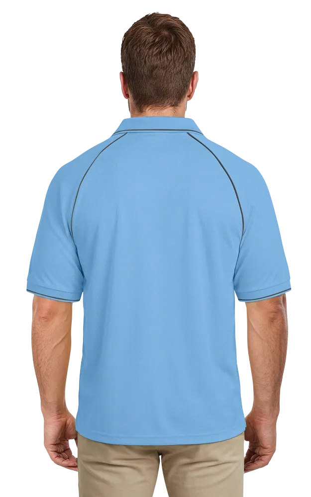 MENS WICKING PIPED POLO  -  LIGHT BLUE 2 EXTRA LARGE SOLID