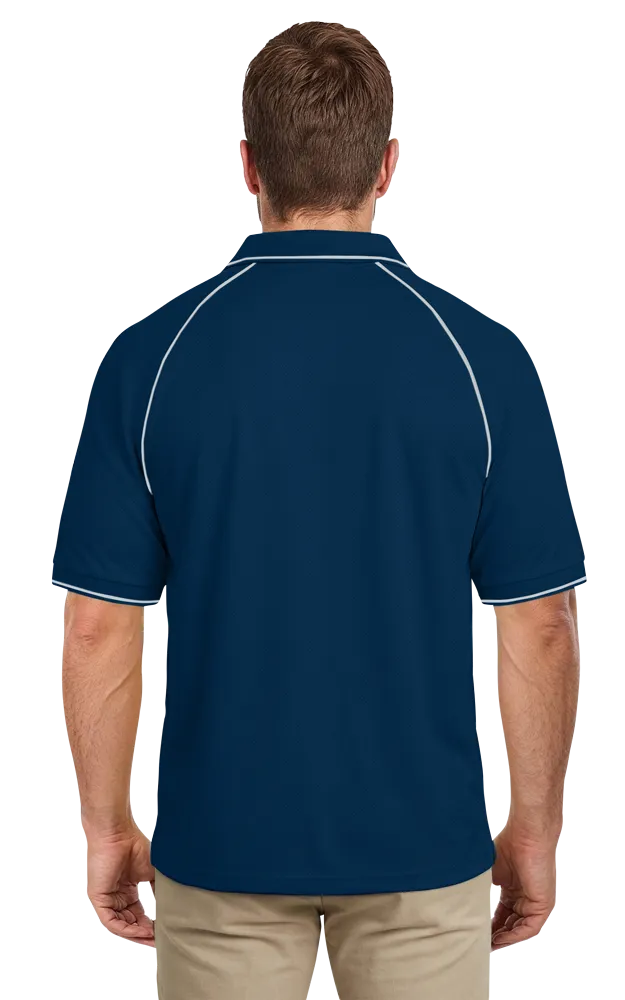 MENS WICKING PIPED POLO  -  NAVY 2 EXTRA LARGE SOLID
