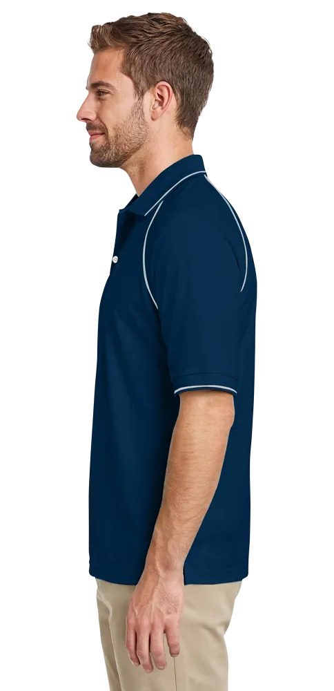 MENS WICKING PIPED POLO  -  NAVY 2 EXTRA LARGE SOLID