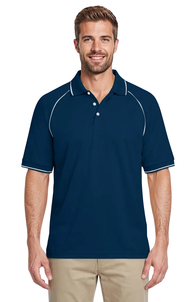 MENS WICKING PIPED POLO  -  NAVY 2 EXTRA LARGE SOLID