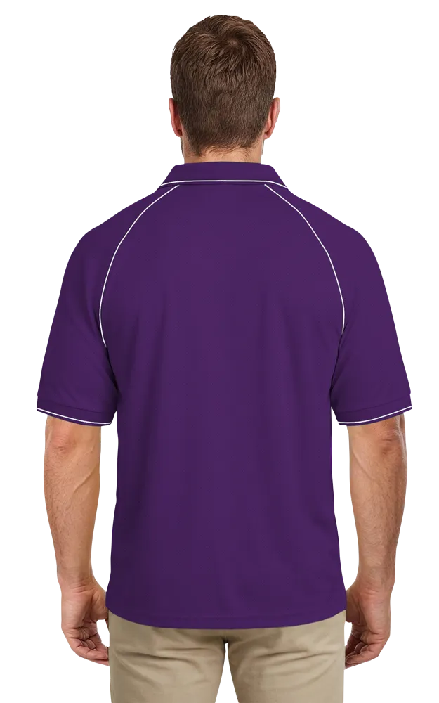 MENS WICKING PIPED POLO  -  PURPLE 2 EXTRA LARGE SOLID