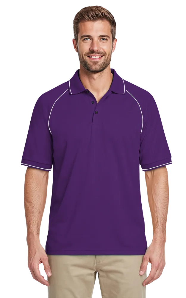 MENS WICKING PIPED POLO  -  PURPLE 2 EXTRA LARGE SOLID