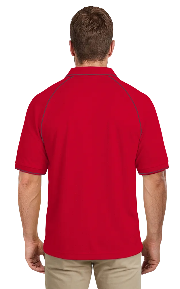 MENS WICKING PIPED POLO  -  RED 2 EXTRA LARGE SOLID
