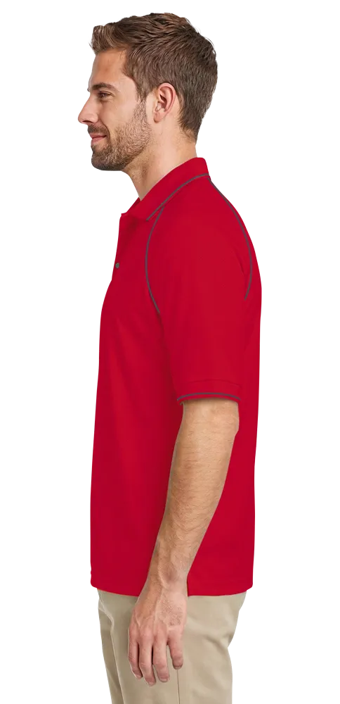MENS WICKING PIPED POLO  -  RED 2 EXTRA LARGE SOLID