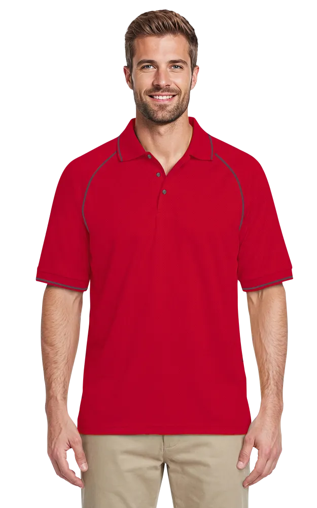 MENS WICKING PIPED POLO  -  RED 2 EXTRA LARGE SOLID