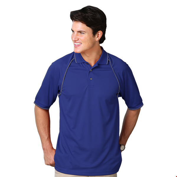 MENS WICKING PIPED POLO  -  ROYAL 2 EXTRA LARGE SOLID