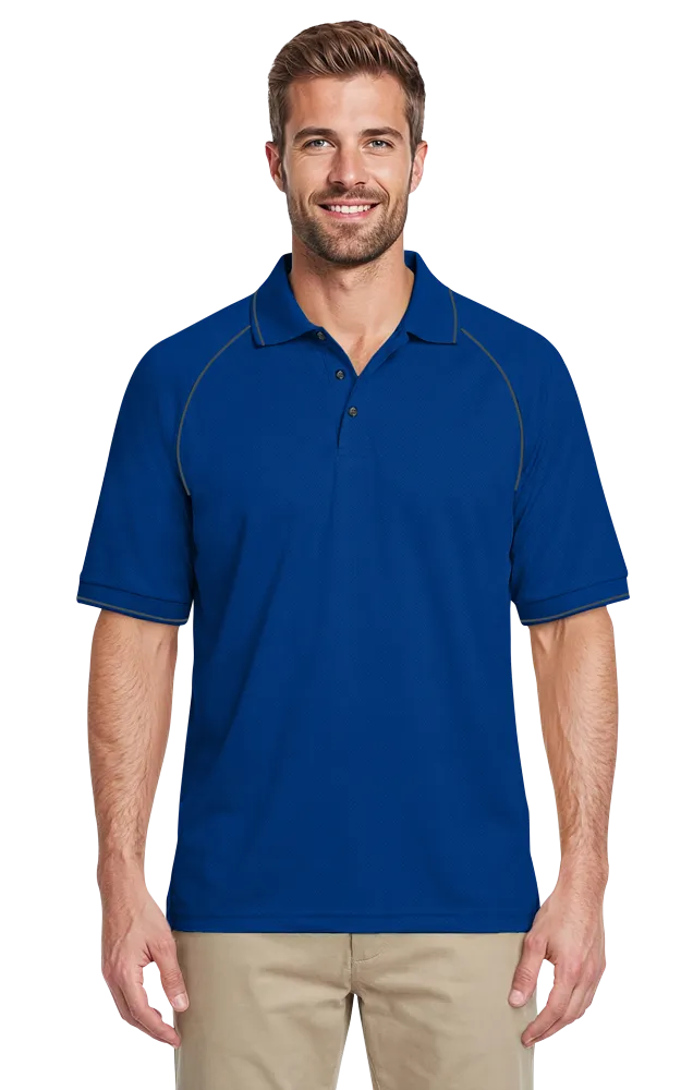 MENS WICKING PIPED POLO  -  ROYAL 2 EXTRA LARGE SOLID