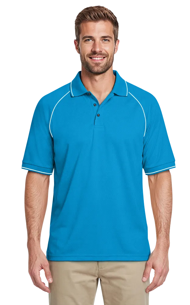 MENS WICKING PIPED POLO  -  TURQUOISE 2 EXTRA LARGE SOLID