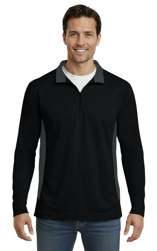 MENS WICKING 1/2 ZIP BLOCKED  -  BLACK 2 EXTRA LARGE TRIM GRAPHITE