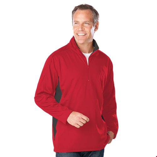 MENS WICKING 1/2 ZIP BLOCKED  -  RED 2 EXTRA LARGE TRIM GRAPHITE