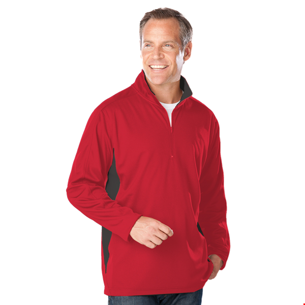 MENS WICKING 1/2 ZIP BLOCKED  -  RED 2 EXTRA LARGE TRIM GRAPHITE