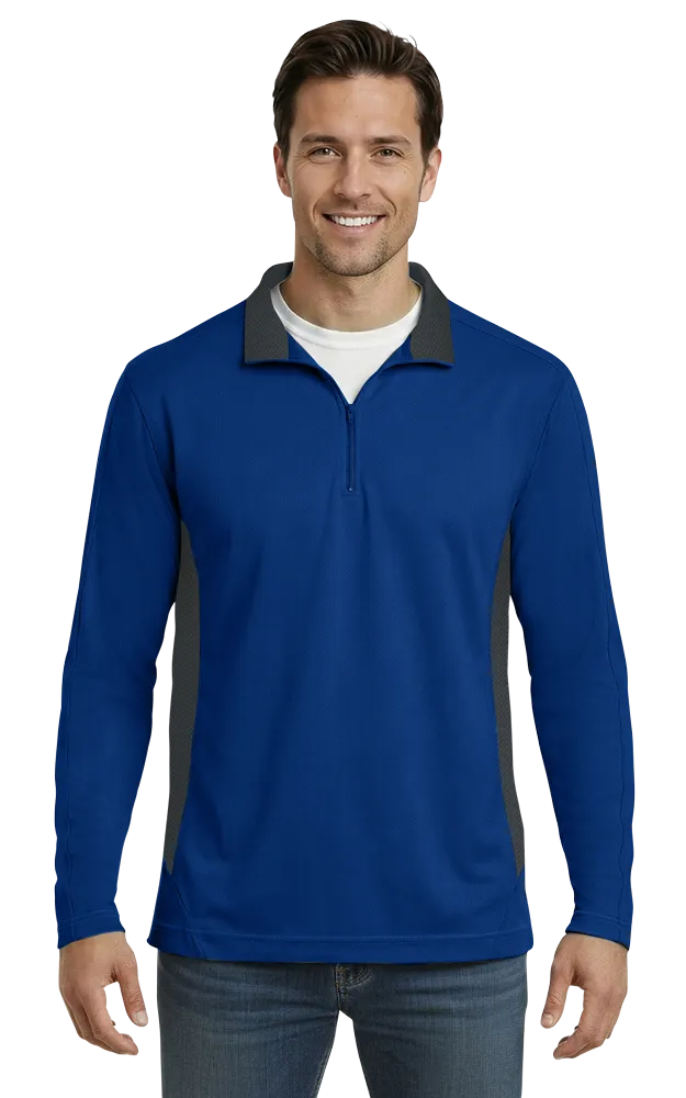 MENS WICKING 1/2 ZIP BLOCKED  -  ROYAL 2 EXTRA LARGE TRIM GRAPHITE
