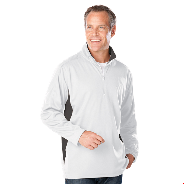 MENS WICKING 1/2 ZIP BLOCKED  -  WHITE 2 EXTRA LARGE TRIM GRAPHITE