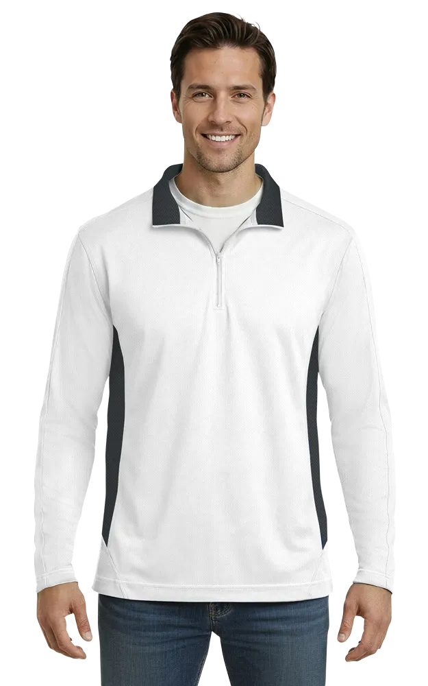 MENS WICKING 1/2 ZIP BLOCKED ### - WHITE 2 EXTRA LARGE TRIM GRAPHITE