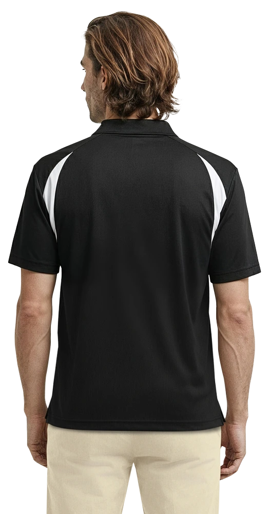MENS WICKING CONTRAST INSERT  -  BLACK 2 EXTRA LARGE TRIM WHITE