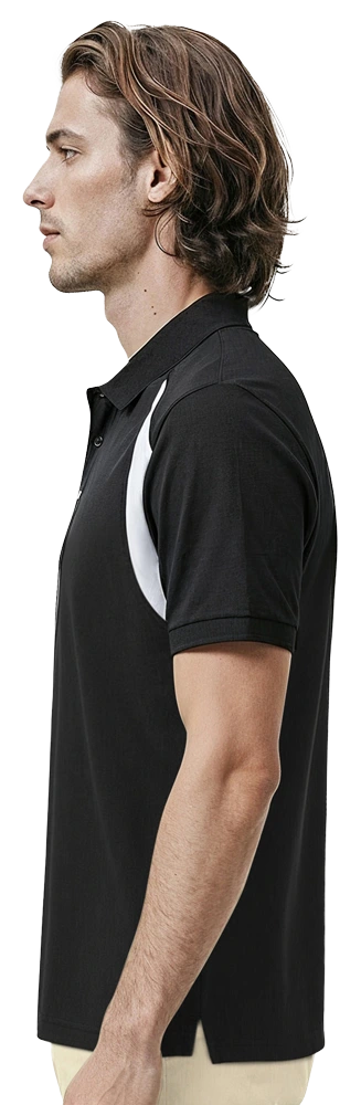 MENS WICKING CONTRAST INSERT  -  BLACK 2 EXTRA LARGE TRIM WHITE