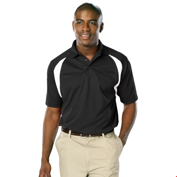 MENS WICKING CONTRAST INSERT  -  BLACK 2 EXTRA LARGE TRIM WHITE