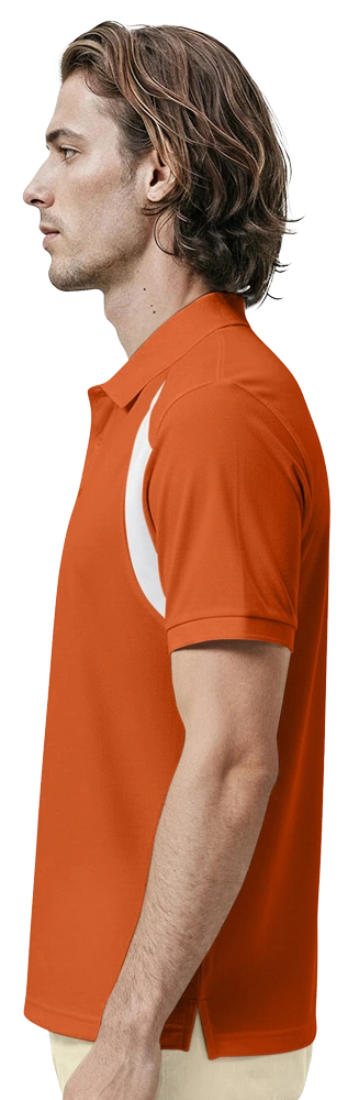 MENS WICKING CONTRAST INSERT  -  BURNT ORANGE 2 EXTRA LARGE TRIM WHITE