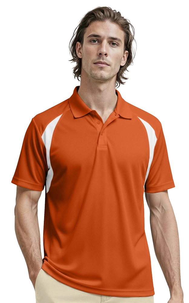 MENS WICKING CONTRAST INSERT  -  BURNT ORANGE 2 EXTRA LARGE TRIM WHITE