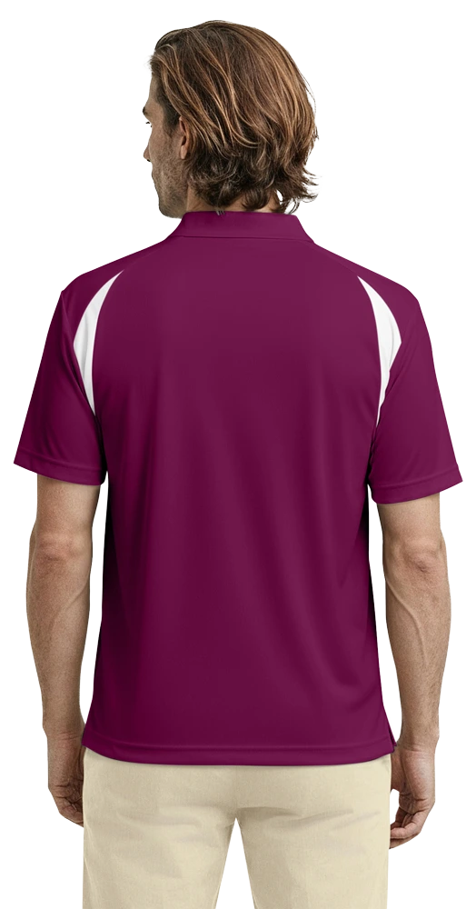 MENS WICKING CONTRAST INSERT  -  BURGUNDY 2 EXTRA LARGE TRIM WHITE