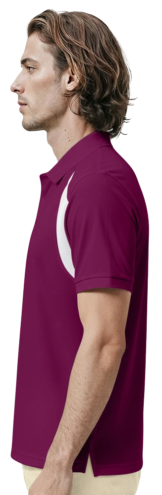 MENS WICKING CONTRAST INSERT  -  BURGUNDY 2 EXTRA LARGE TRIM WHITE