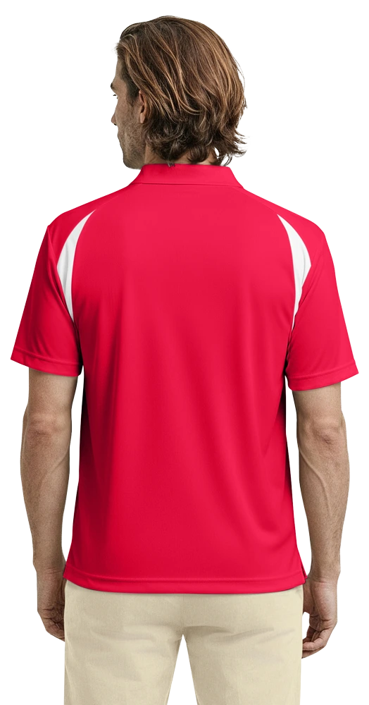 MENS WICKING CONTRAST INSERT  -  RED 2 EXTRA LARGE TRIM WHITE