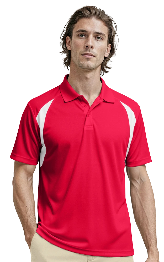 MENS WICKING CONTRAST INSERT  -  RED 2 EXTRA LARGE TRIM WHITE