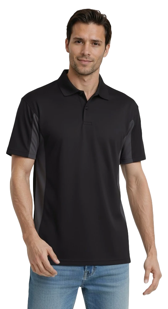 MENS COLOR BLOCK WICKING  -  BLACK 2 EXTRA LARGE TRIM GRAPHITE