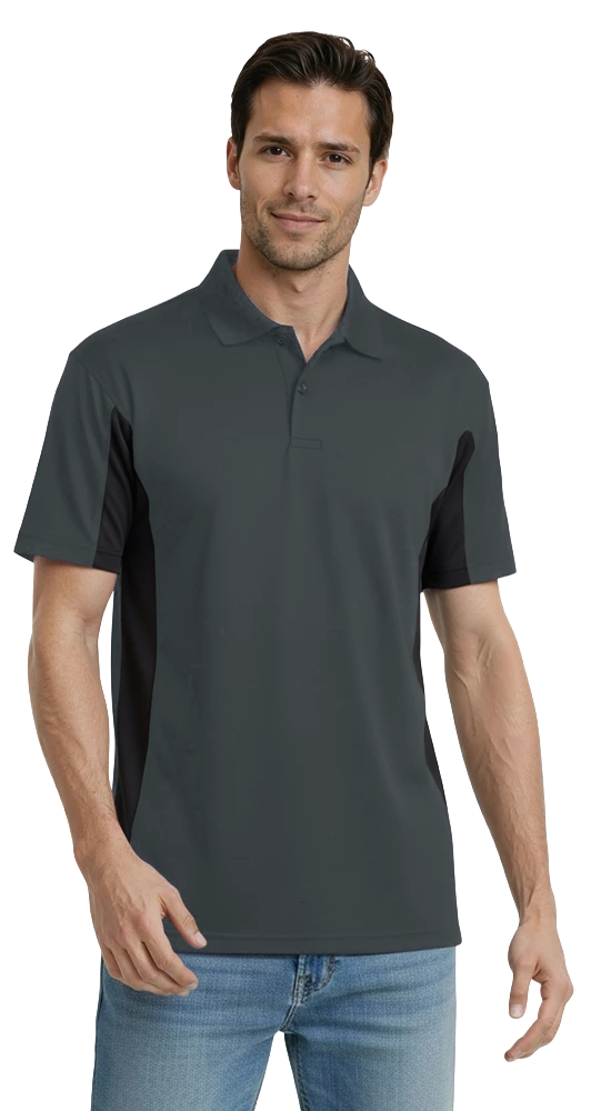 MENS COLOR BLOCK WICKING  -  GRAPHITE EXTRA LARGE TRIM BLACK