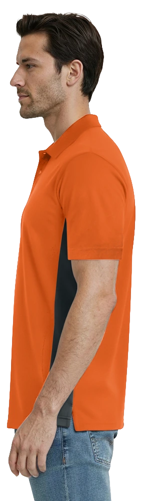 MENS COLOR BLOCK WICKING  -  ORANGE 2 EXTRA LARGE TRIM GRAPHITE