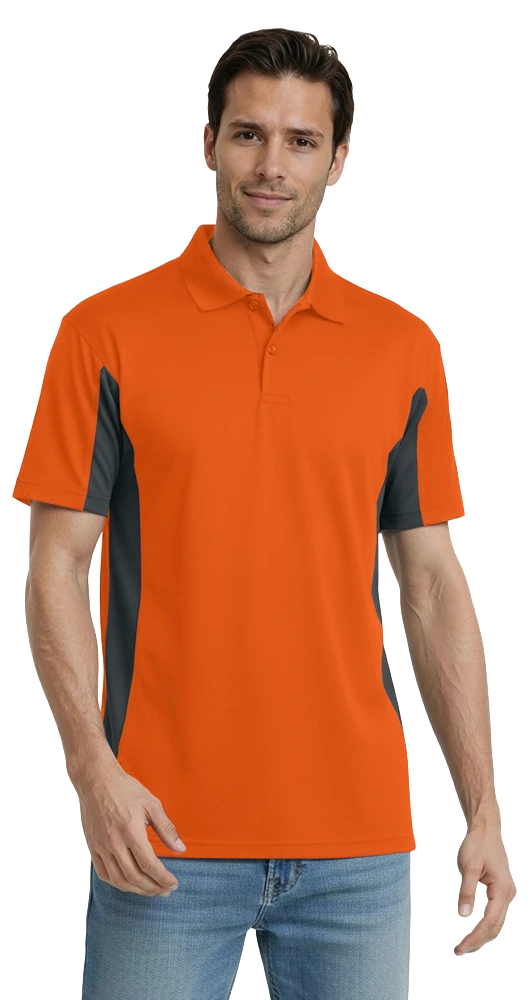 MENS COLOR BLOCK WICKING  -  ORANGE 2 EXTRA LARGE TRIM GRAPHITE