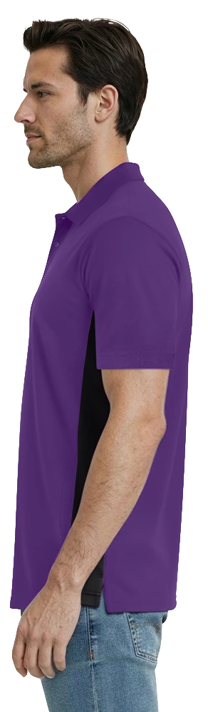 MENS COLOR BLOCK WICKING  -  PURPLE 2 EXTRA LARGE TRIM BLACK
