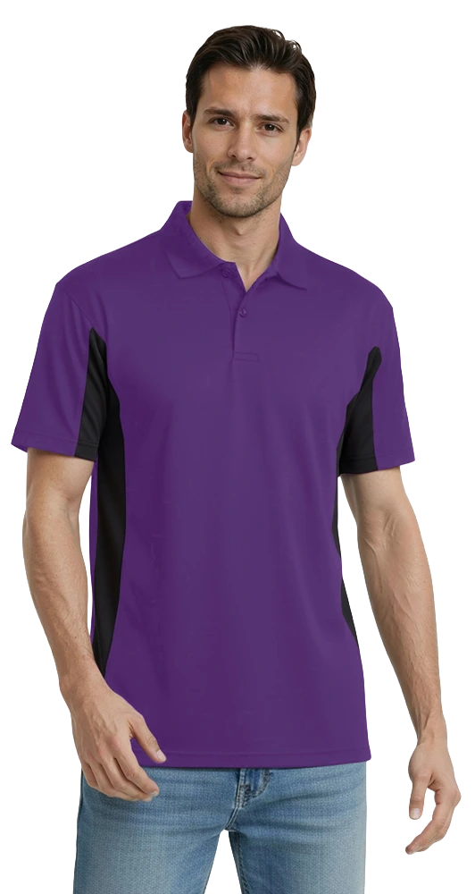MENS COLOR BLOCK WICKING  -  PURPLE 2 EXTRA LARGE TRIM BLACK