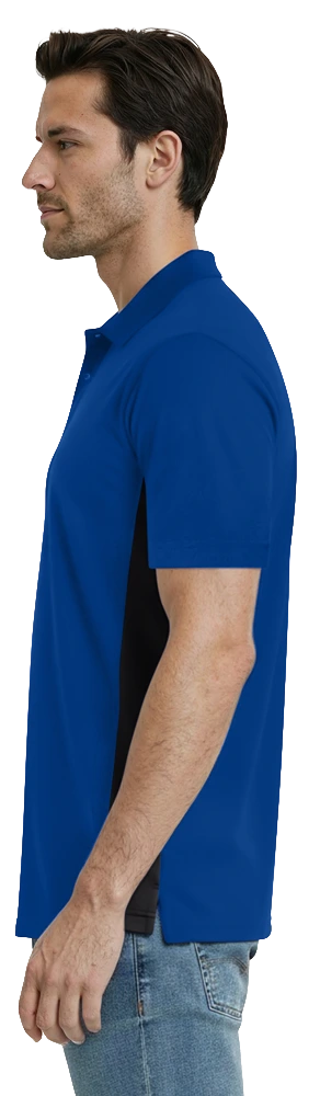 MENS COLOR BLOCK WICKING  -  ROYAL 2 EXTRA LARGE TRIM BLACK