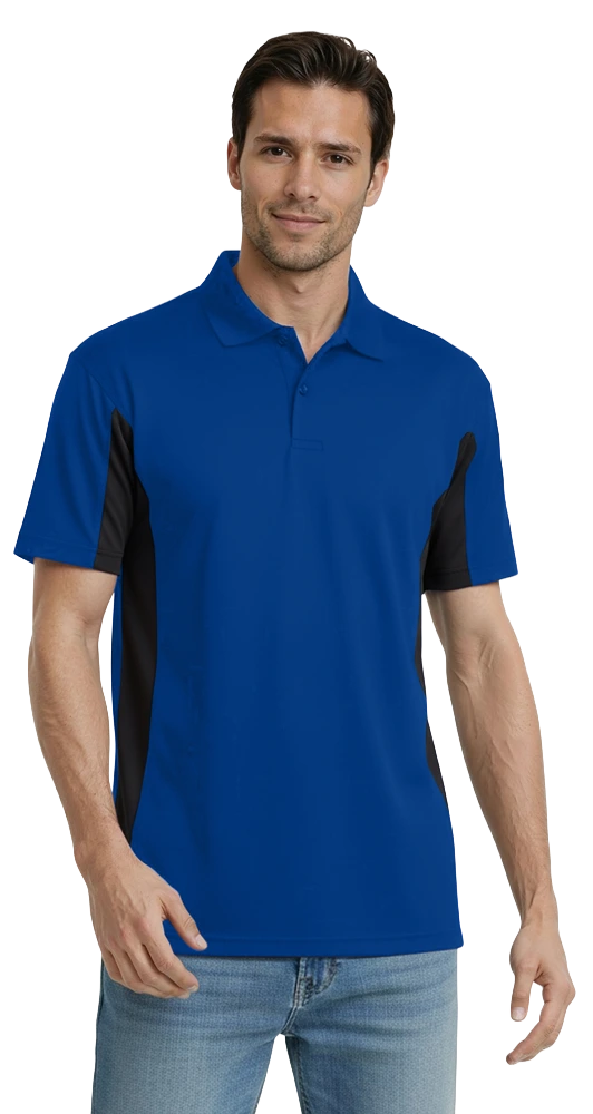 MENS COLOR BLOCK WICKING  -  ROYAL 2 EXTRA LARGE TRIM BLACK