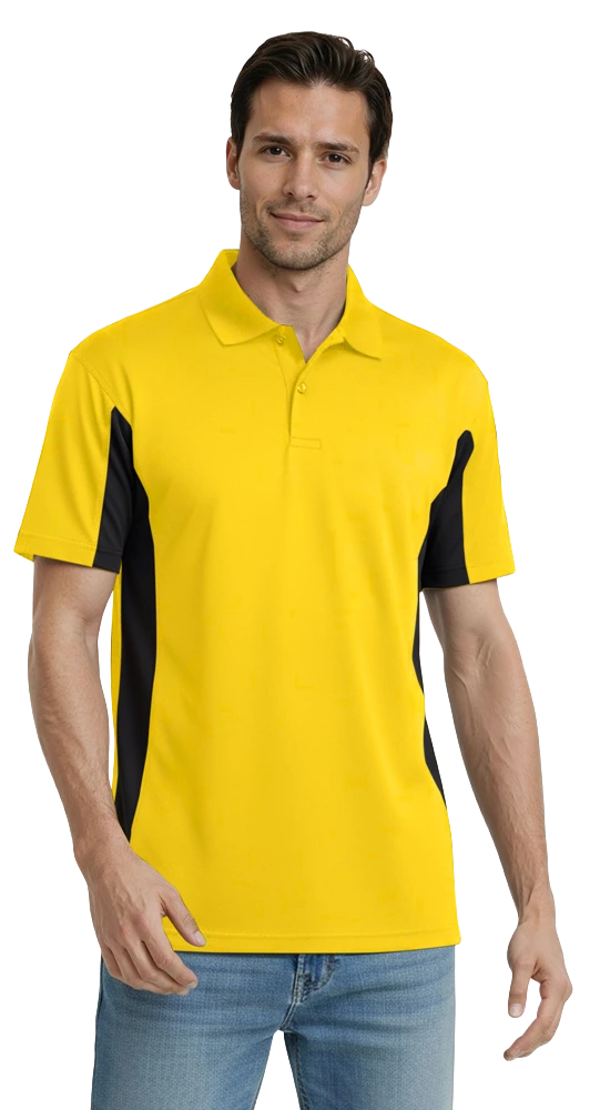 MENS COLOR BLOCK WICKING  -  YELLOW 2 EXTRA LARGE TRIM BLACK
