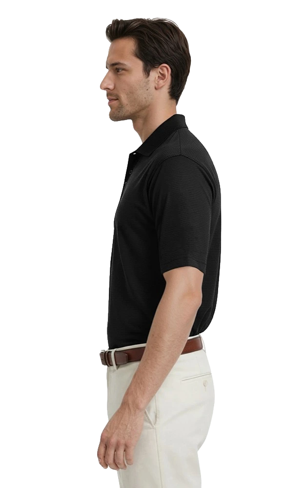 ADULT MOISTURE WICKING S/S TONAL STRIPE  -  BLACK 2 EXTRA LARGE SOLID